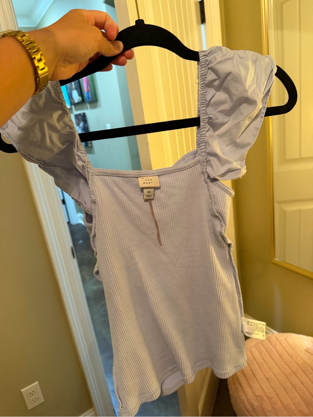 a new day Lavender Ribbed Tank with Ruffle Straps